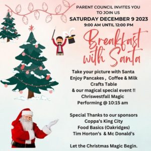Breakfast With Santa: Sat.Dec.9/23